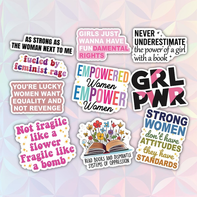 10pcs Feminist Stickers Pack, Women Feminism Decals, Empowered Women, Equality Feminist, Women’s Rights Sticker, Progressive Stickers Style 2