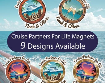 Cruise Partners for Life Magnet, Personalized Couple Cruise Door Decor, Custom Romantic Magnet, Tropical Vacation Gift
