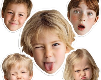 Personalized Photo Sticker Sheet, Custom Face Stickers for People & Pets, Funny Cute Gift, Valentine Keepsake