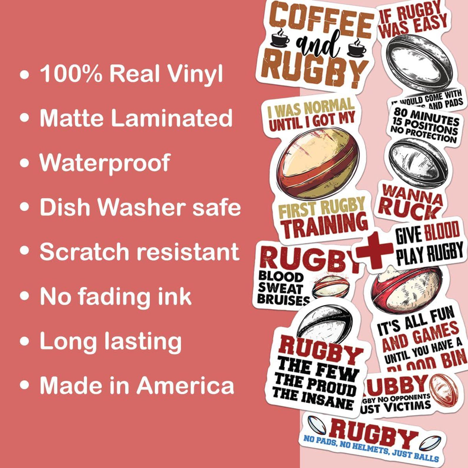Shell Rugby Stickers 10pcs Rugby Stickers Pack, Rugby Union Stickers, Rugby Motivational ...