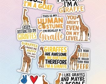 10pcs Giraffe Stickers, Cute Giraffe Lover Gifts, Peace-Love-Giraffes Sticker, Funny Giraffe Sticker, Ruminant Mammals, Ruminant Sticker