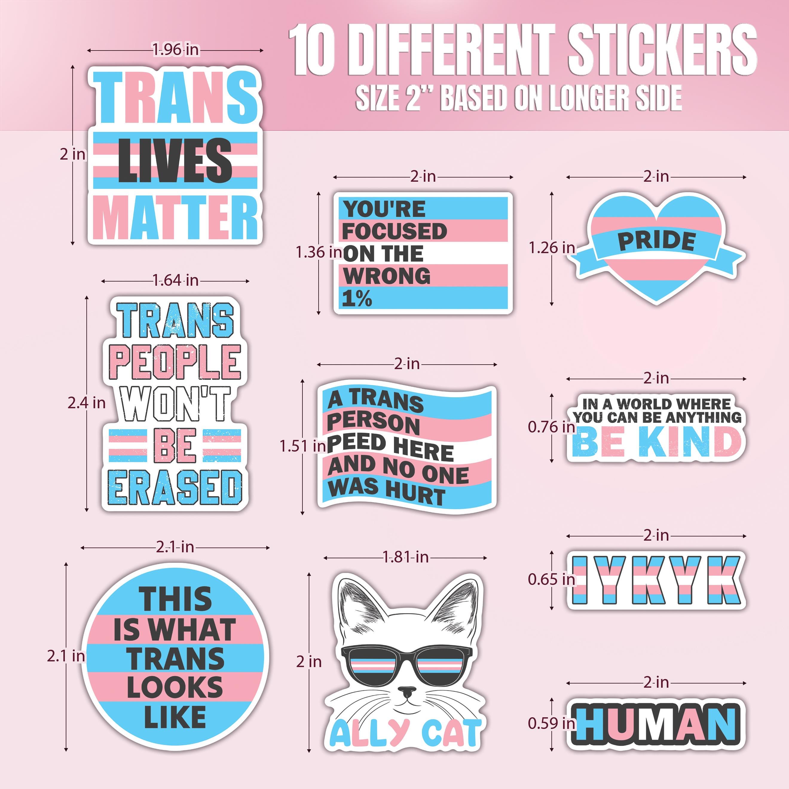 Trans Rights Sticker 10pcs Trans Rights Sticker Pack – LGBTQ+ Pride, Empowering Designs for ...