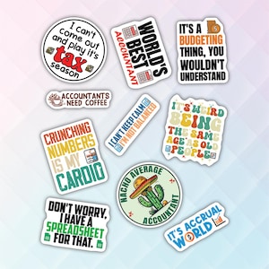 10pcs Accountant Stickers Pack, Accounting Spreadsheet, Gift For Accountant,  Funny Accountant Life Stickers For Kindle, Laptop, Tumbler