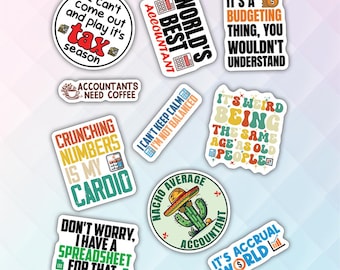 10pcs Accountant Stickers Pack, Accounting Spreadsheet, Gift For Accountant,  Funny Accountant Life Stickers For Kindle, Laptop, Tumbler