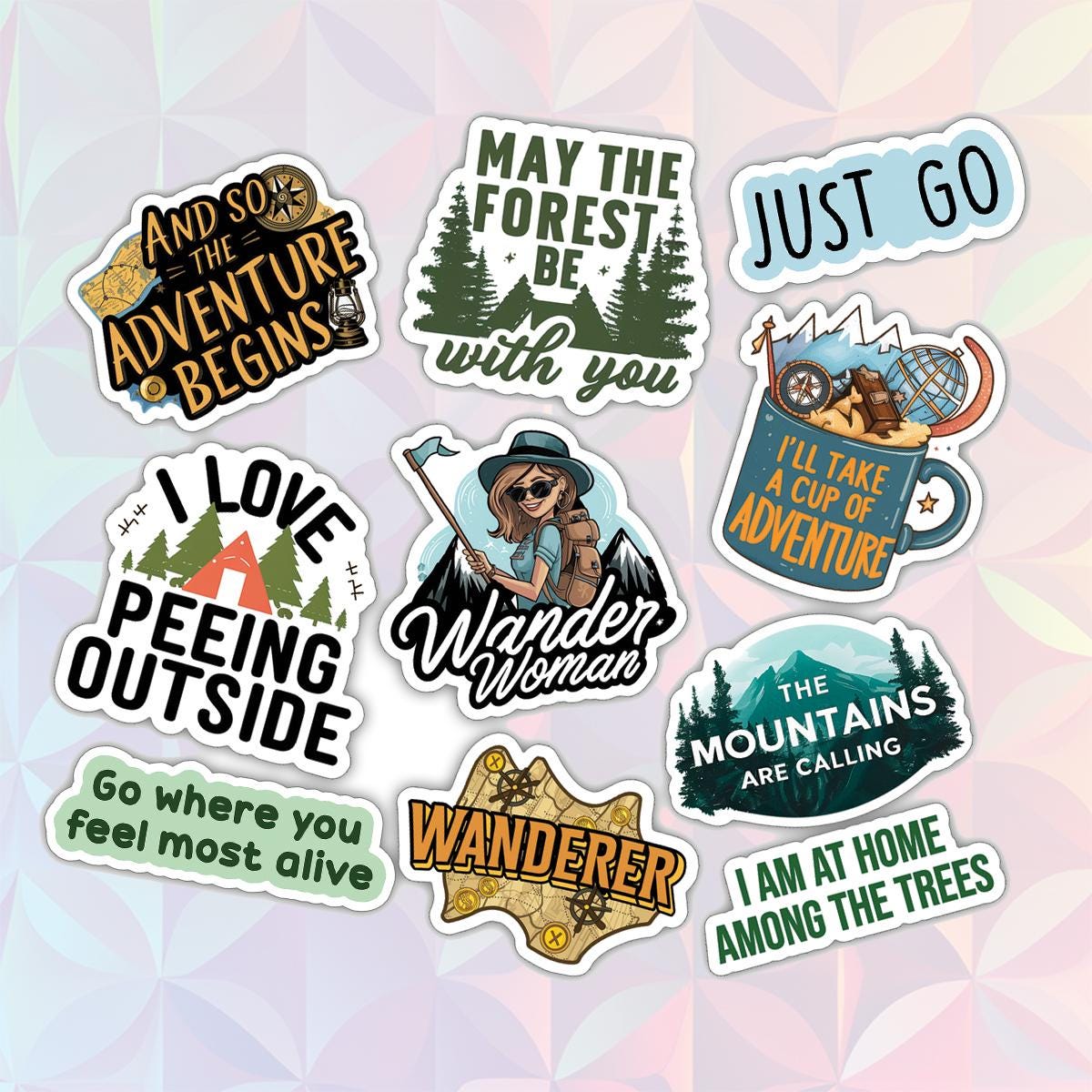 10pcs Adventure Stickers Pack, Mountain Adventure Stickers, Outdoor ...