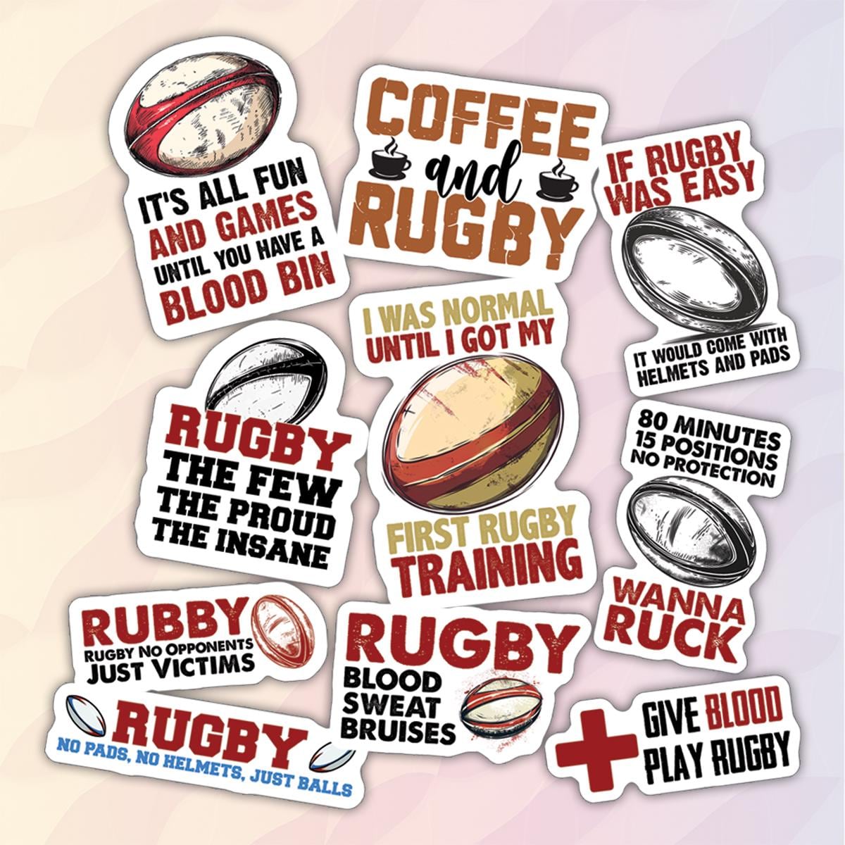 Shell Rugby Stickers 10pcs Rugby Stickers Pack, Rugby Union Stickers, Rugby Motivational ...