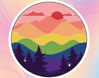 LGBTQ+ Pride Sticker, Mountain LGBTQ+ Flag lgbt Sticker, Rainbow Pride Stickers, Pride is Power Decal, Rainbow Strong, LGBTQ+ Rights Sticker