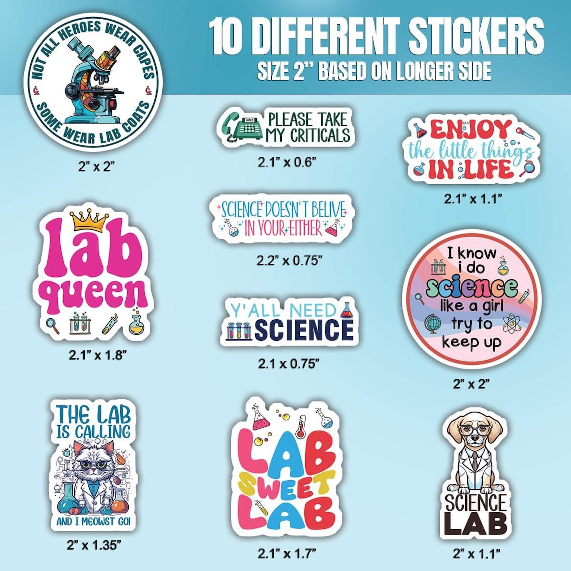 Lab Balance Sticker 10pcs Science Laboratory Stickers Pack, Funny Laboratory Stickers ...