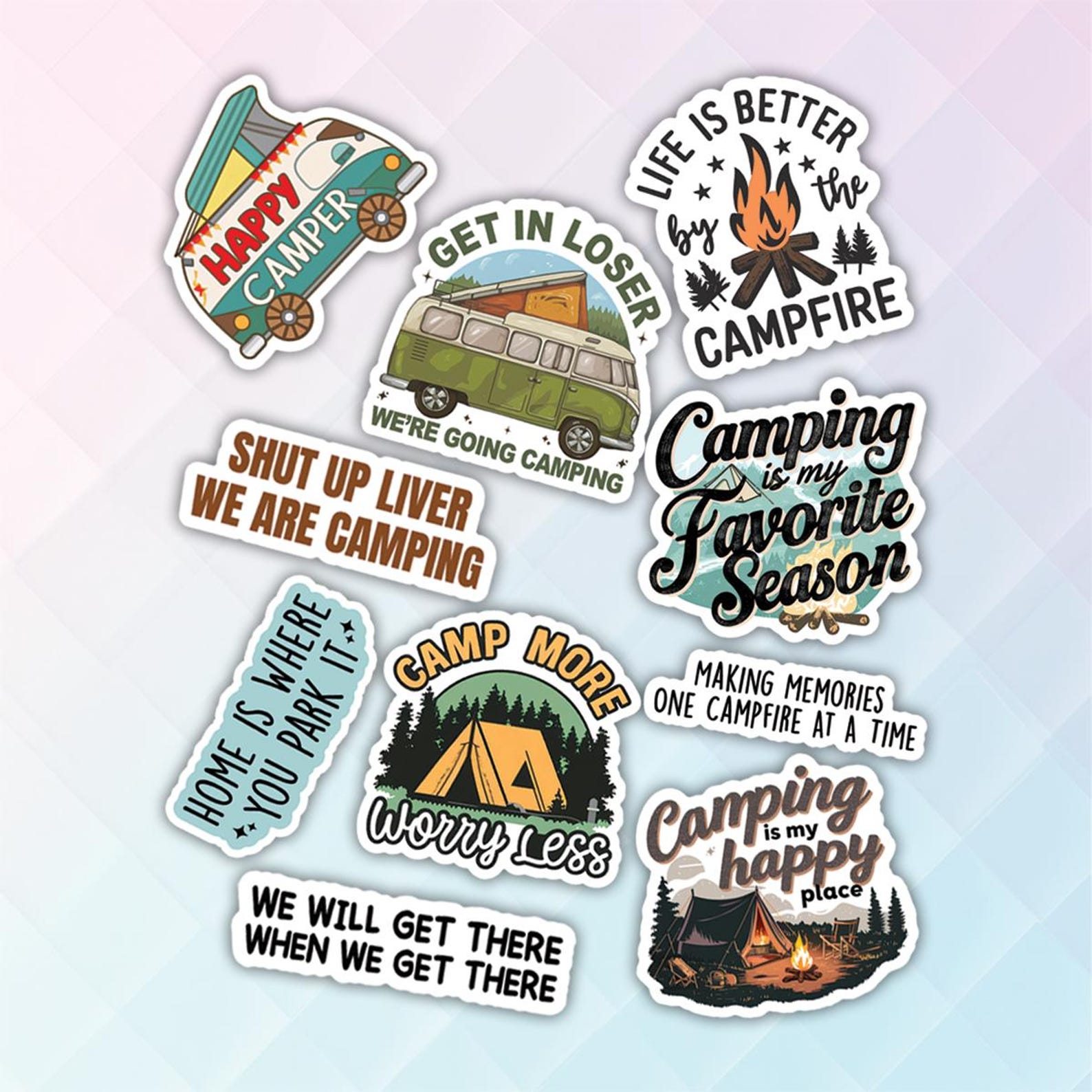 10pcs Camping Stickers Pack, Mountain Outdoor Stickers, Adventure ...