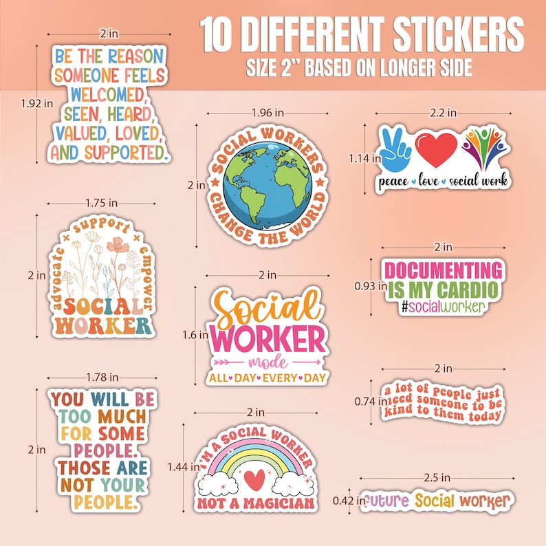 10pcs Social Worker Sticker, Social Worker Gift, Motivational ...
