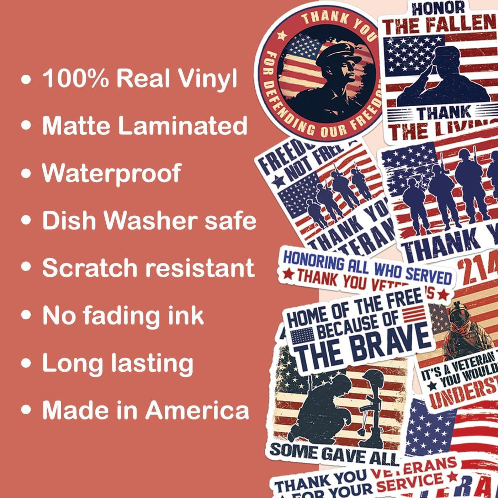 Wounded Veteran Sticker 10pcs Veteran Stickers Pack, American Flag Military, Veteran Proud ...
