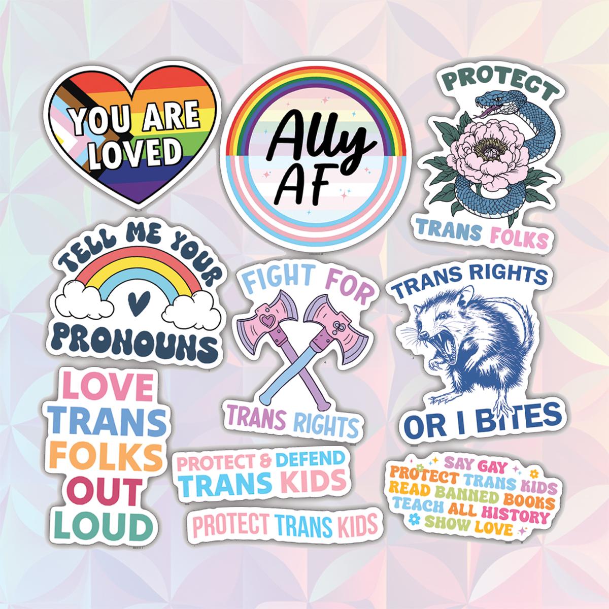 Trans Rights Sticker 10pcs Trans Rights Sticker Pack – LGBTQ+ Pride, Empowering Designs for ...