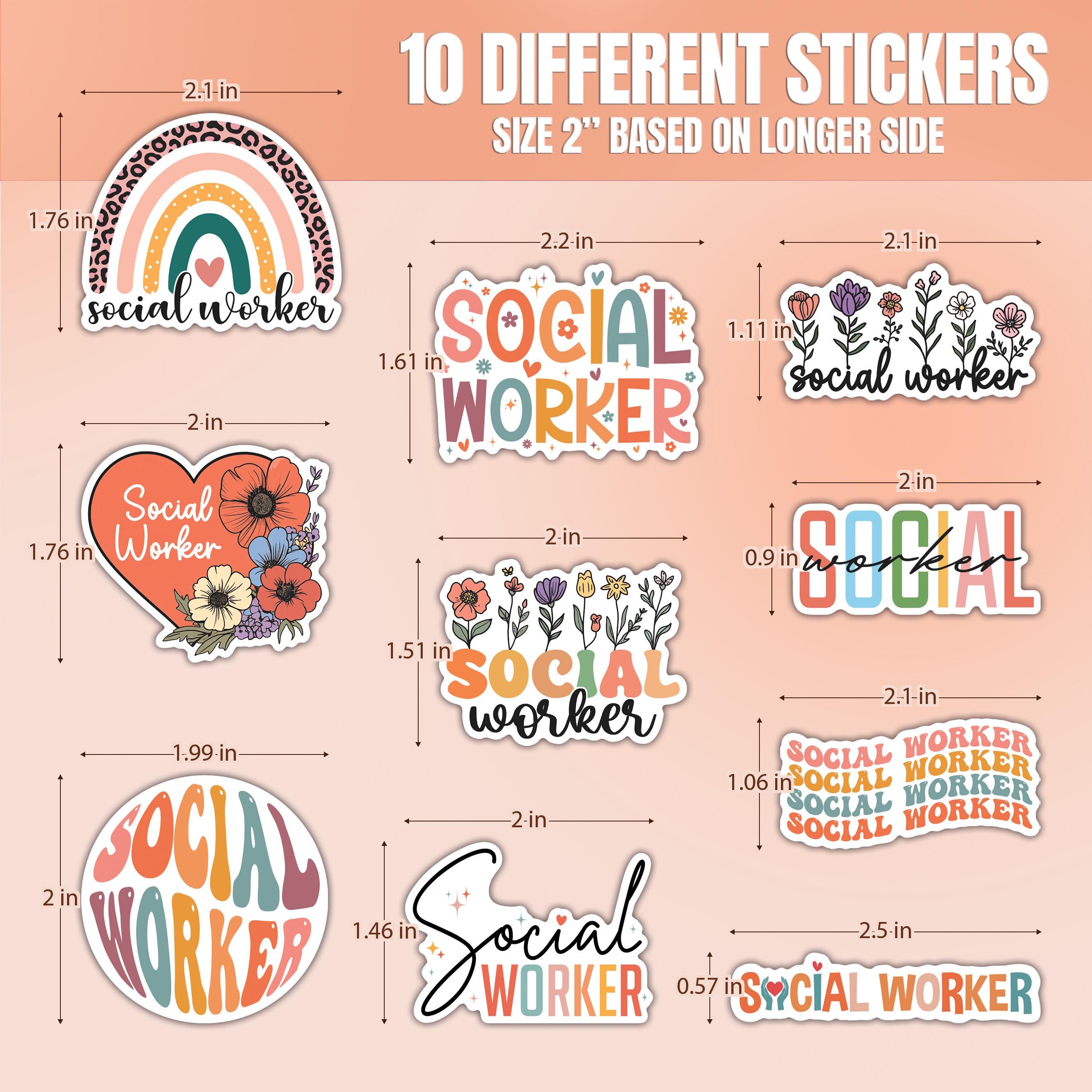 10pcs Social Worker Sticker, Social Worker Gift, Motivational ...