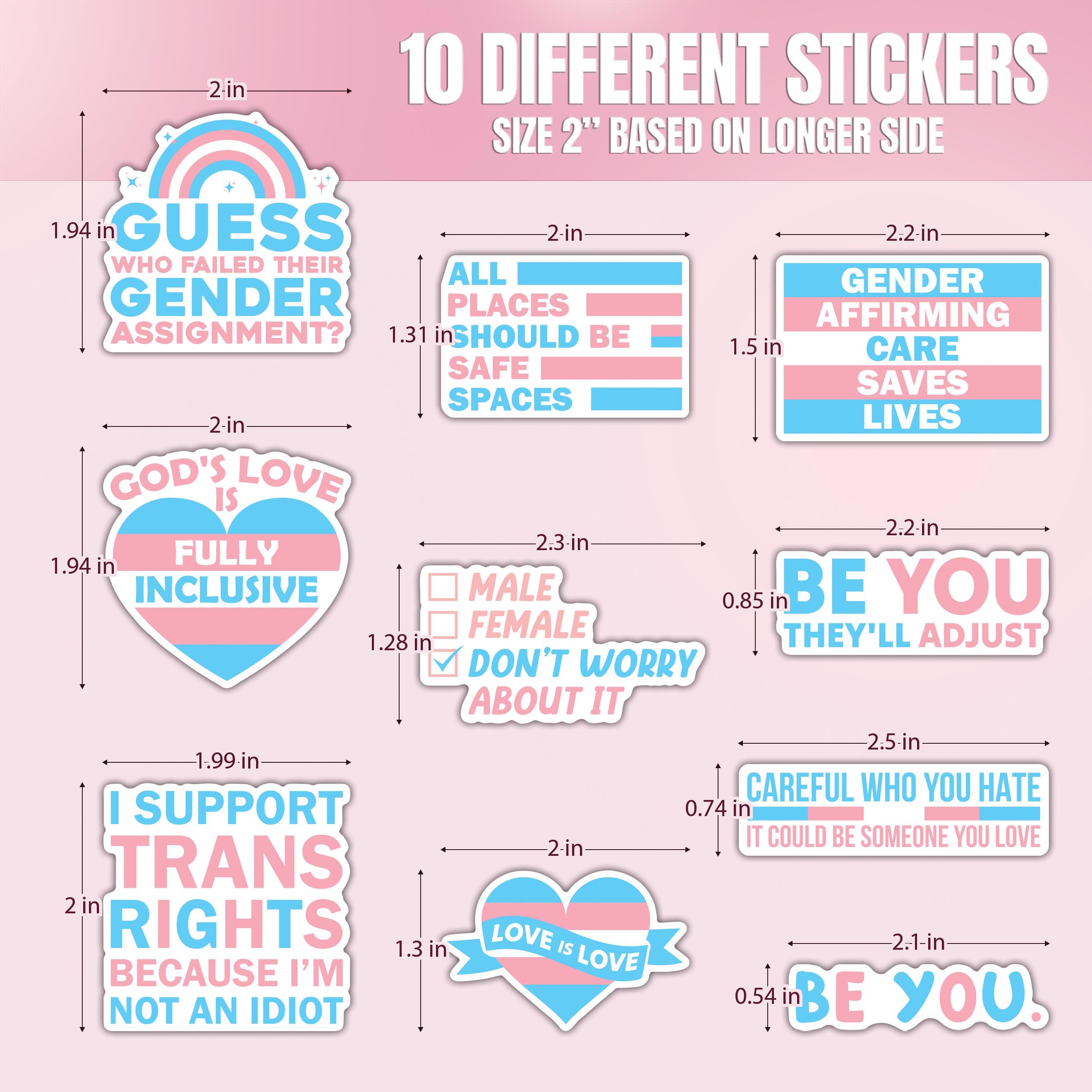 Trans Rights Sticker 10pcs Trans Rights Sticker Pack – LGBTQ+ Pride, Empowering Designs for ...