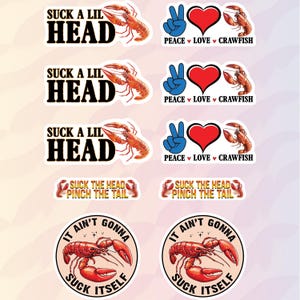 10pcs Crawfish Stickers Pack, Crawfish Queen, Crawdad Lover Gift, Crawfish Boil Sticker, Cajun Culture Decor, Seafood Fun, Louisiana Vibes Custom