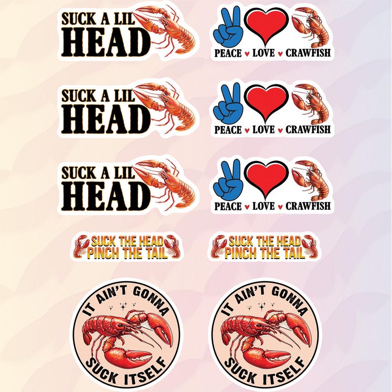 10pcs Crawfish Stickers Pack, Crawfish Queen, Crawdad Lover Gift, Crawfish Boil Sticker, Cajun Culture Decor, Seafood Fun, Louisiana Vibes Custom