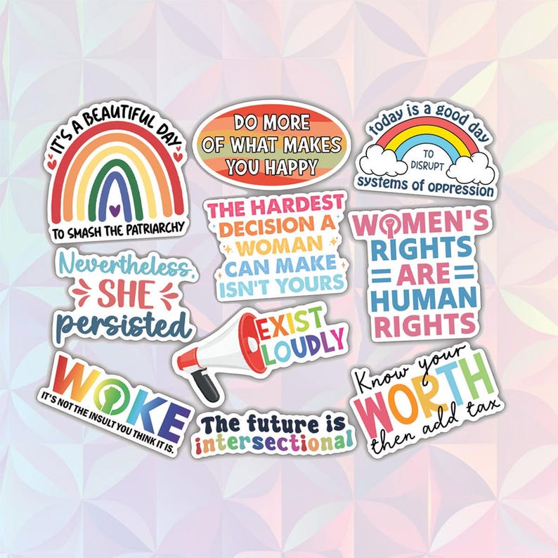 10pcs Feminist Stickers Pack, Women Feminism Decals, Empowered Women, Equality Feminist, Women’s Rights Sticker, Progressive Stickers Style 4