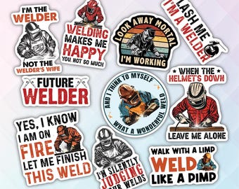 10pcs Welder Stickers Pack, Welder Life Stickers, Metal Work, Welders Pride Sticker, Welding Quotes Stickers, Blue-Collar Profession Sticker