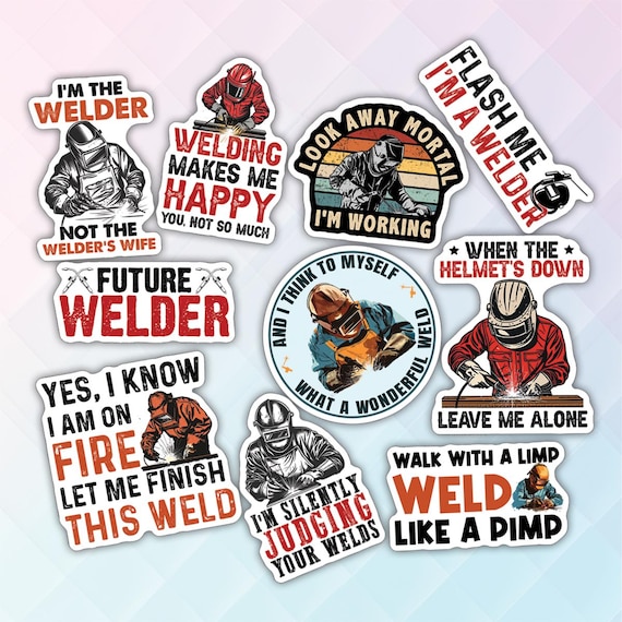 10pcs Welder Stickers Pack, Welder Life Stickers, Metal Work, Welders Pride Sticker, Welding Quotes Stickers, Blue-Collar Profession Sticker