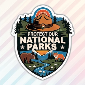 Protect Our National Parks Vintage Sticker, Park Over Profit, Public Lands Conservation, Environmental Advocacy, Eco-Friendly Nature Lover