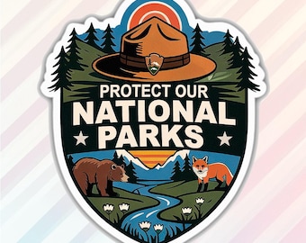 Protect Our National Parks Vintage Sticker, Park Over Profit, Public Lands Conservation, Environmental Advocacy, Eco-Friendly Nature Lover
