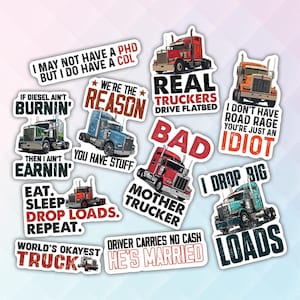 10pcs Truck Driver Stickers Pack, Trucker Life Stickers, Truck Driver Pride Stickers, Trucker Proud Stickers, Blue Collar Profession Sticker