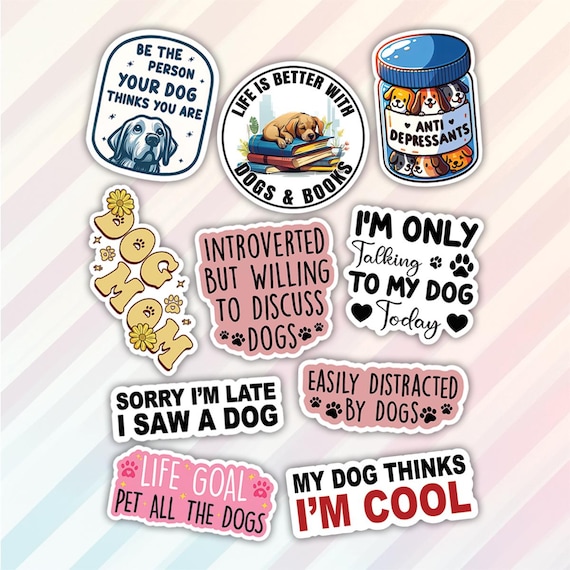 10pcs Cute Dog Stickers Pack, Dog Mom, Kawaii Dog, Decorative Dog Lover, Accessories and Gifts for Moms, Owners, and Dog Lovers