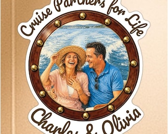 Personalized Photo Porthole Cruise Magnet, Custom Photo Magnet, Husband and Wife - Cruise Partners for Life, Cruise Cabin Door Decorations