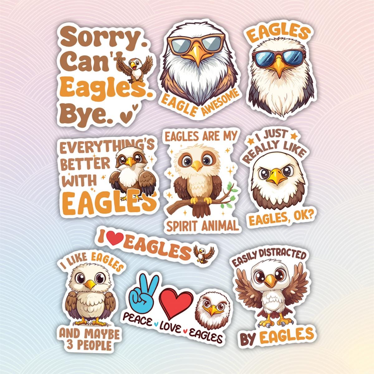Eigel Sticker 10pcs Eagle Sticker Pack, Majestic Bald Eagle, Powerful Eagle, Soaring ...
