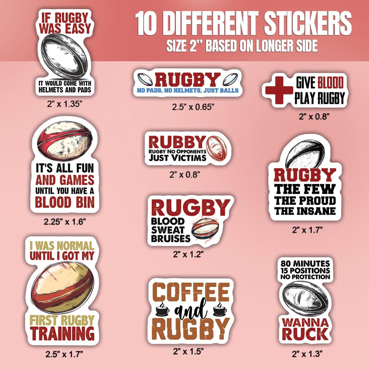 Shell Rugby Stickers 10pcs Rugby Stickers Pack, Rugby Union Stickers, Rugby Motivational ...