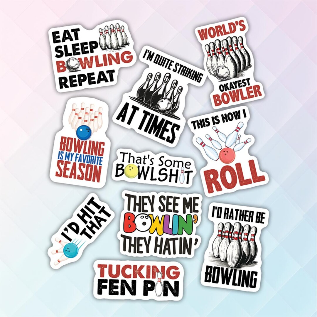 10pcs Bowling Stickers Pack, Bowling Ball Sticker, Bowling Ball Strike ...