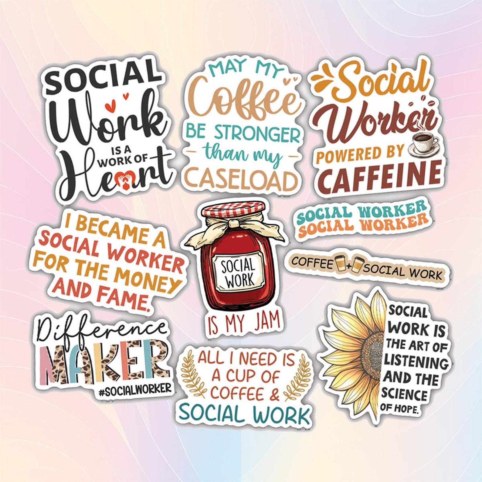 10pcs Social Worker Sticker, Social Worker Gift, Motivational ...