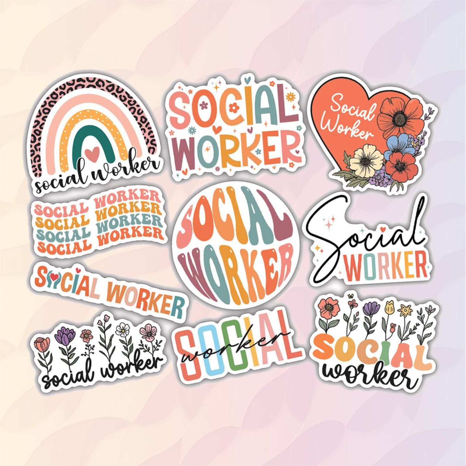 10pcs Social Worker Sticker, Social Worker Gift, Motivational ...