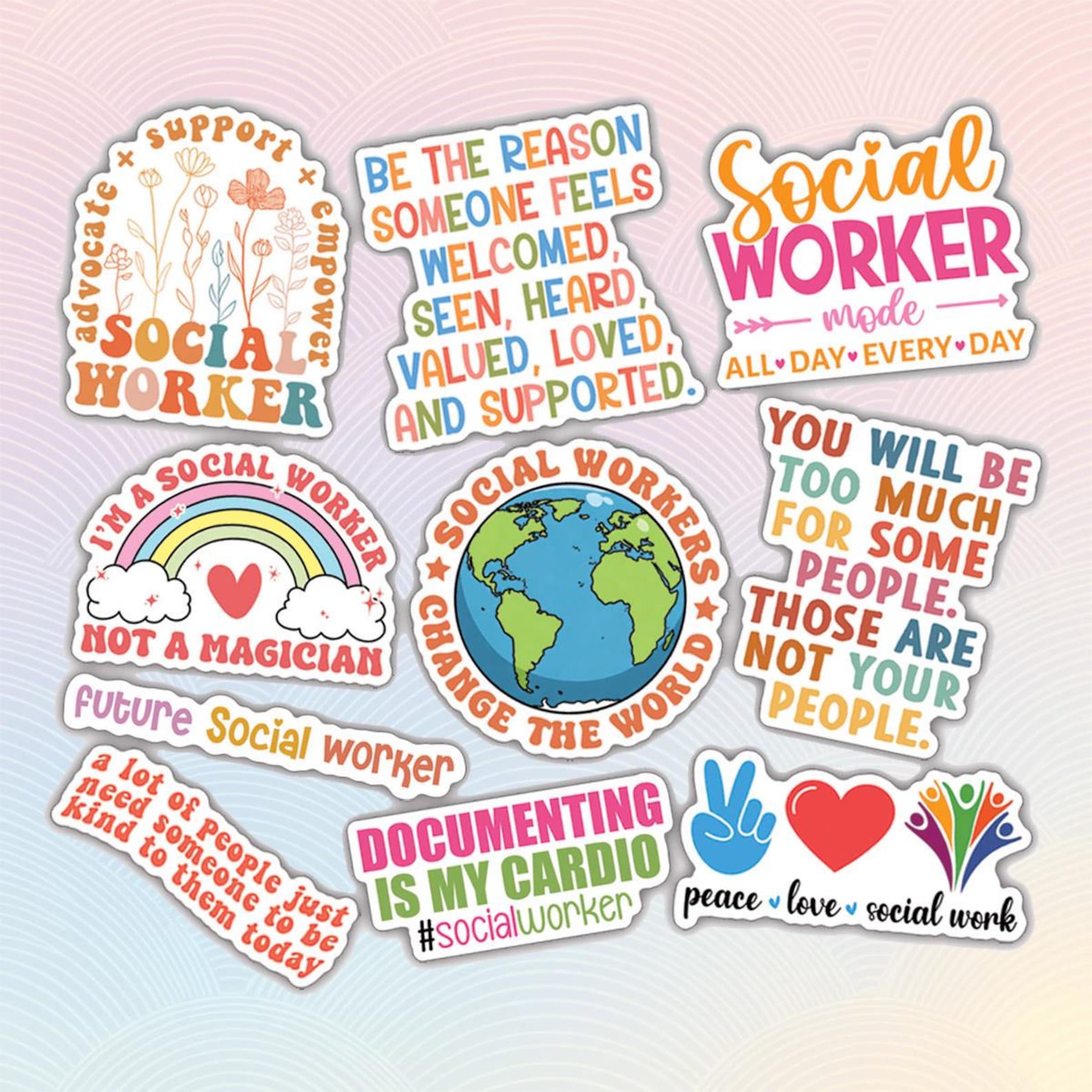 10pcs Social Worker Sticker, Social Worker Gift, Motivational ...