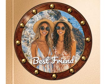 Personalized Photo Porthole Cruise Magnet, Couple Photo Magnet, Chasing Sunsets Together, Cruising Together, Converted Cruise Door Decor