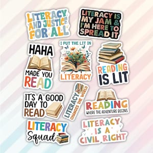 10pcs Literacy Stickers Pack, Literacy Coach Stickers,  Literacy Education Stickers, Funny Motivational Stickers For Kindle, Laptop, Tumbler