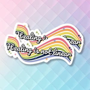 2pcs Mental Health Sticker, Healing is Not Linear, Trauma Decal, Therapy Sticker, Mental Health Awareness Decal, Psychosocial Health Decal