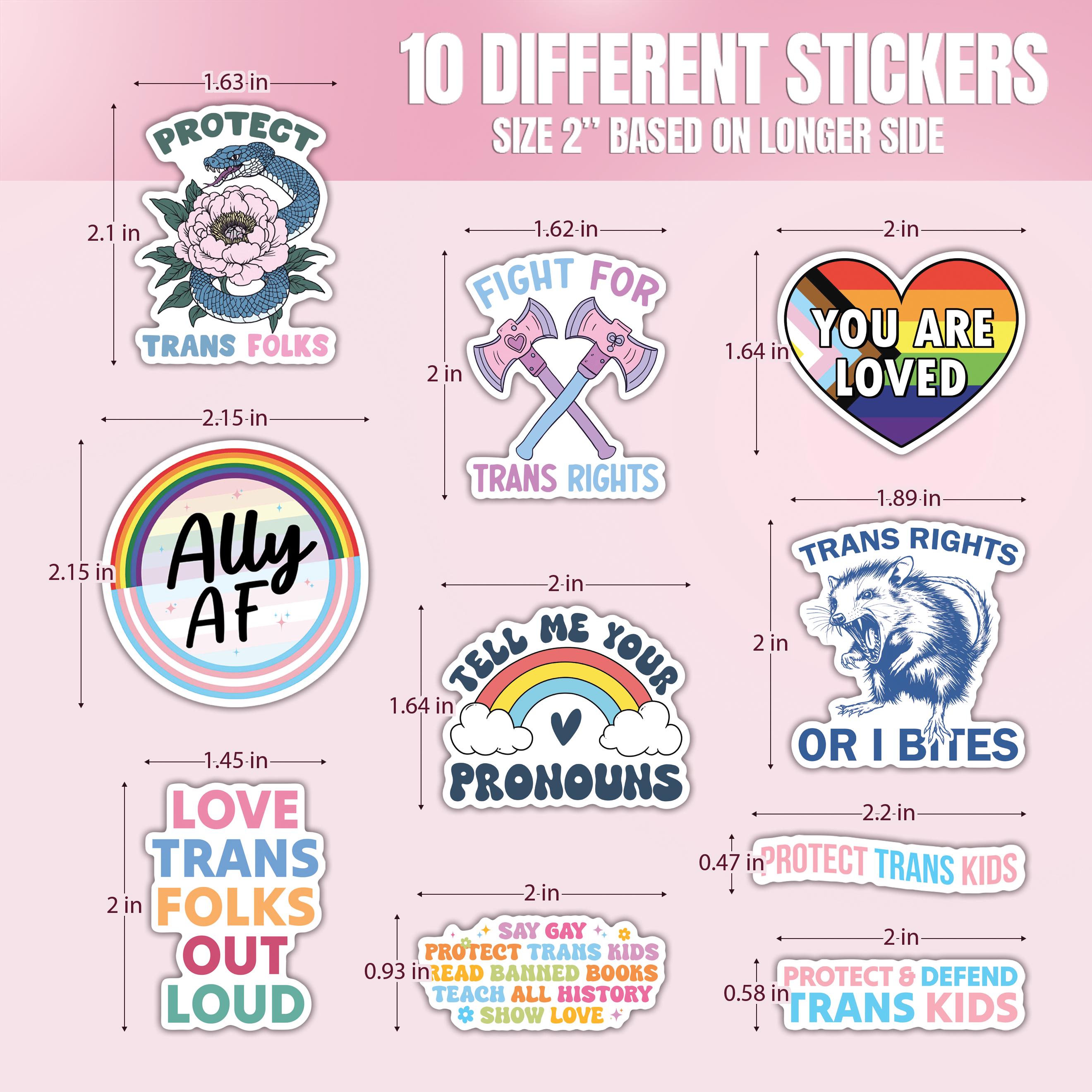 Trans Rights Sticker 10pcs Trans Rights Sticker Pack – LGBTQ+ Pride, Empowering Designs for ...