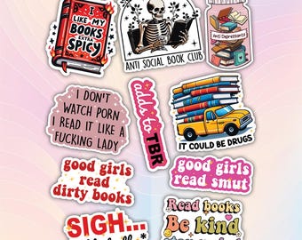10pcs Funny Book Stickers Pack Bookish Sticker, Booktok, Literary Stickers, Bookworm Sticker, Book Lover Sticker For Kindle, Laptop, Tumbler