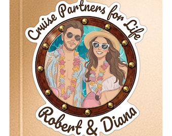 Personalized Photo Porthole Cruise Magnet, Custom Photo Magnet, Husband and Wife - Cruise Partners for Life, Cruise Cabin Door Decorations