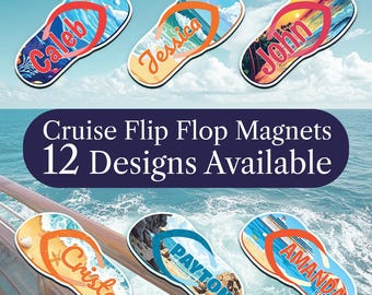 Personalized Cruise Door Magnet, Custom Flip Flop Cruise Magnet, Multiple Design for Cabin Door Sign, Family Trip Gift, Tropical Cruise