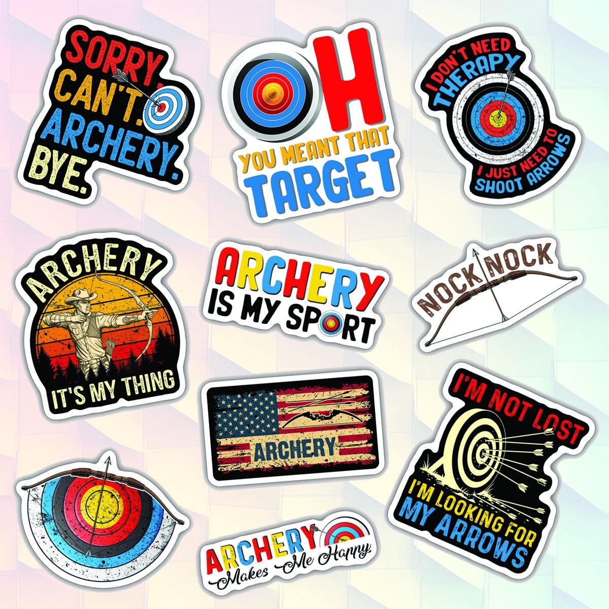 10pcs Archery Stickers Pack, Hunting Archery, Target Bow Stickers ...