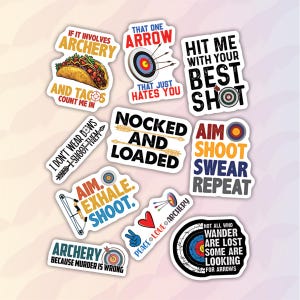 10pcs Archery Stickers Pack, Hunting Archery, Target Bow Stickers, Archery Inspirational, Archery Life Stickers, Bow And Arrow Sport Sticker