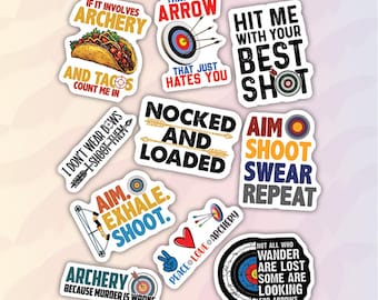 10pcs Archery Stickers Pack, Hunting Archery, Target Bow Stickers, Archery Inspirational, Archery Life Stickers, Bow And Arrow Sport Sticker