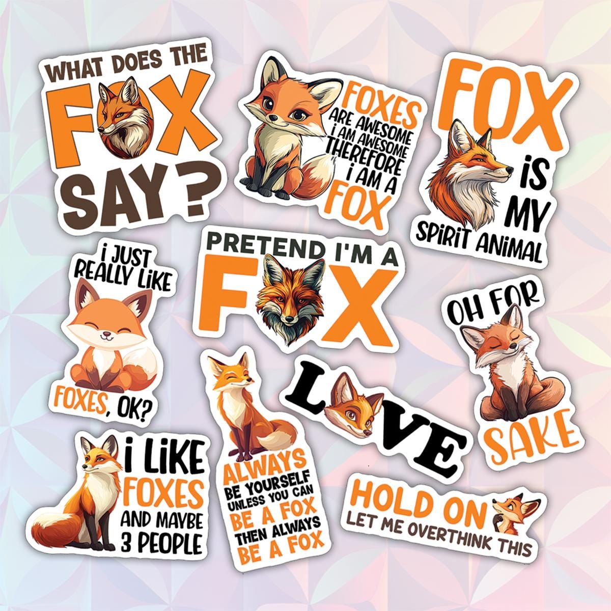 10pcs Fox Stickers Pack, Cute Fox Stickers, Fox Lover Decals, Kawaii Fox Stickers, Whimsical Fox Stickers For Kindle, Laptop, Tumbler