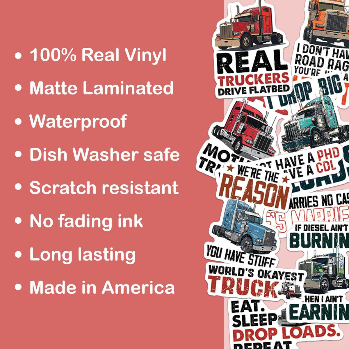 10pcs Truck Driver Stickers Pack, Trucker Life Stickers, Truck Driver ...