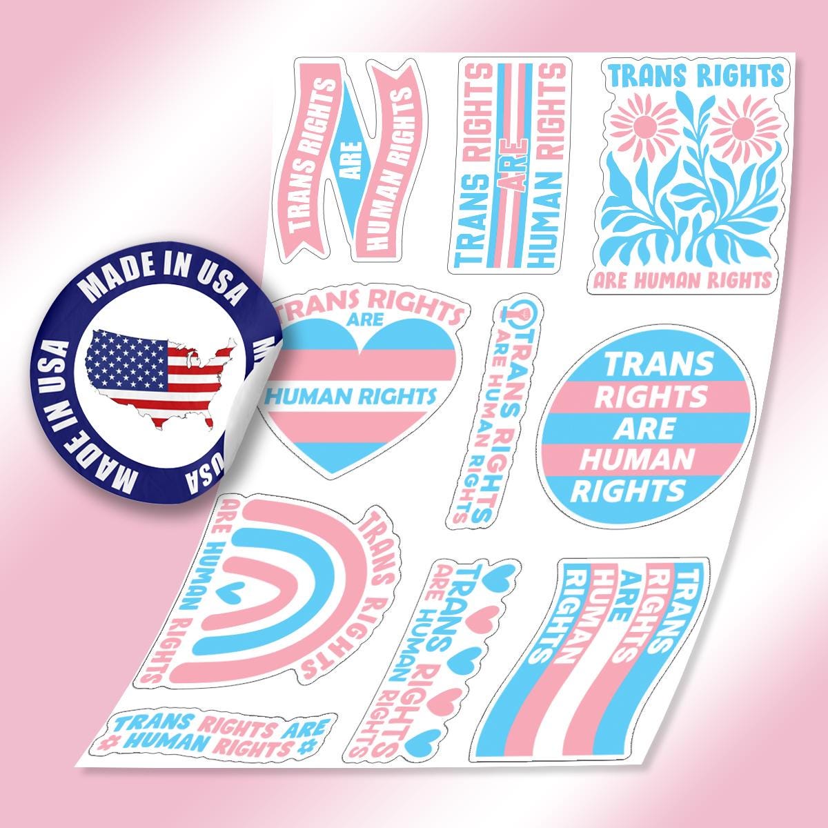 Trans Rights Sticker 10pcs Trans Rights Are Human Rights Sticker Pack – LGBTQ+ Pride, Trans ...