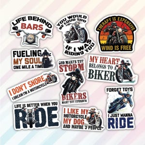 10pcs Biker Sticker Pack – Cool Motorcycle Sticker, Biker Life Gift, Adventure Riding Sticker, Biker Lifestyle, Biker Gift for Men and Women