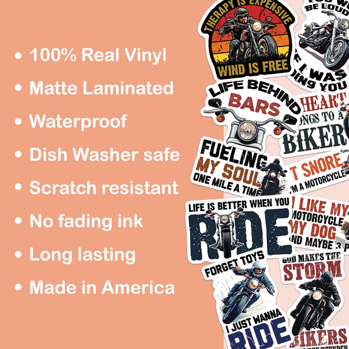 Biker Sticker Pack – Motorcycle Decals, Waterproof Vinyl, 10pcs - Etsy