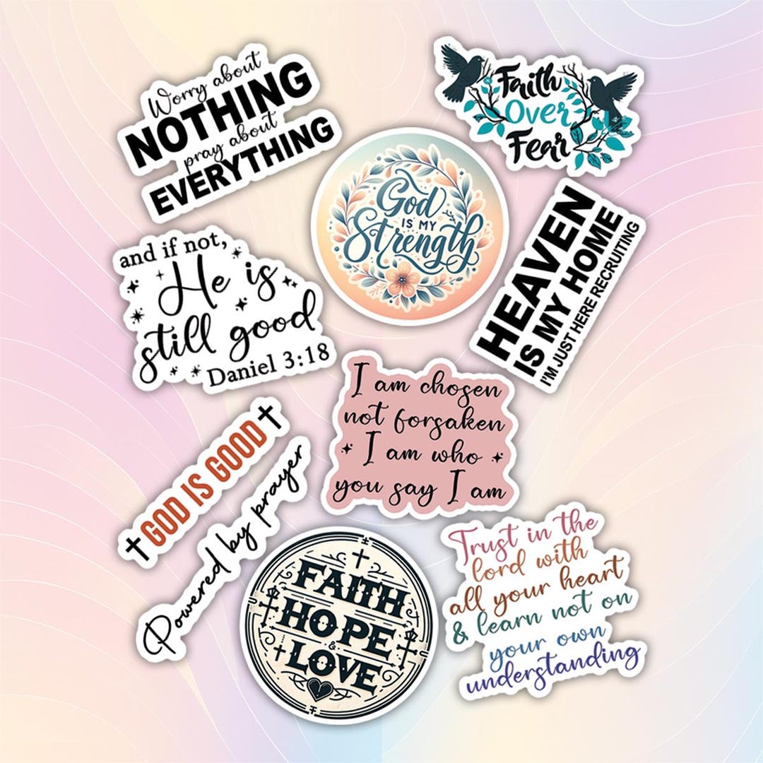 10pcs Christian Stickers Pack, Faith Jesus Stickers, Bible Verse ...